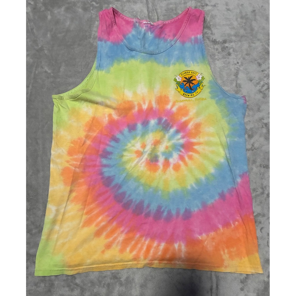 Florida Keys Brewing Co Tie Dye Tank Top Islamorada Graphic Multicolor Mens XL